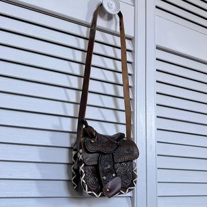 Vintage Miniature Leather Saddle Bag